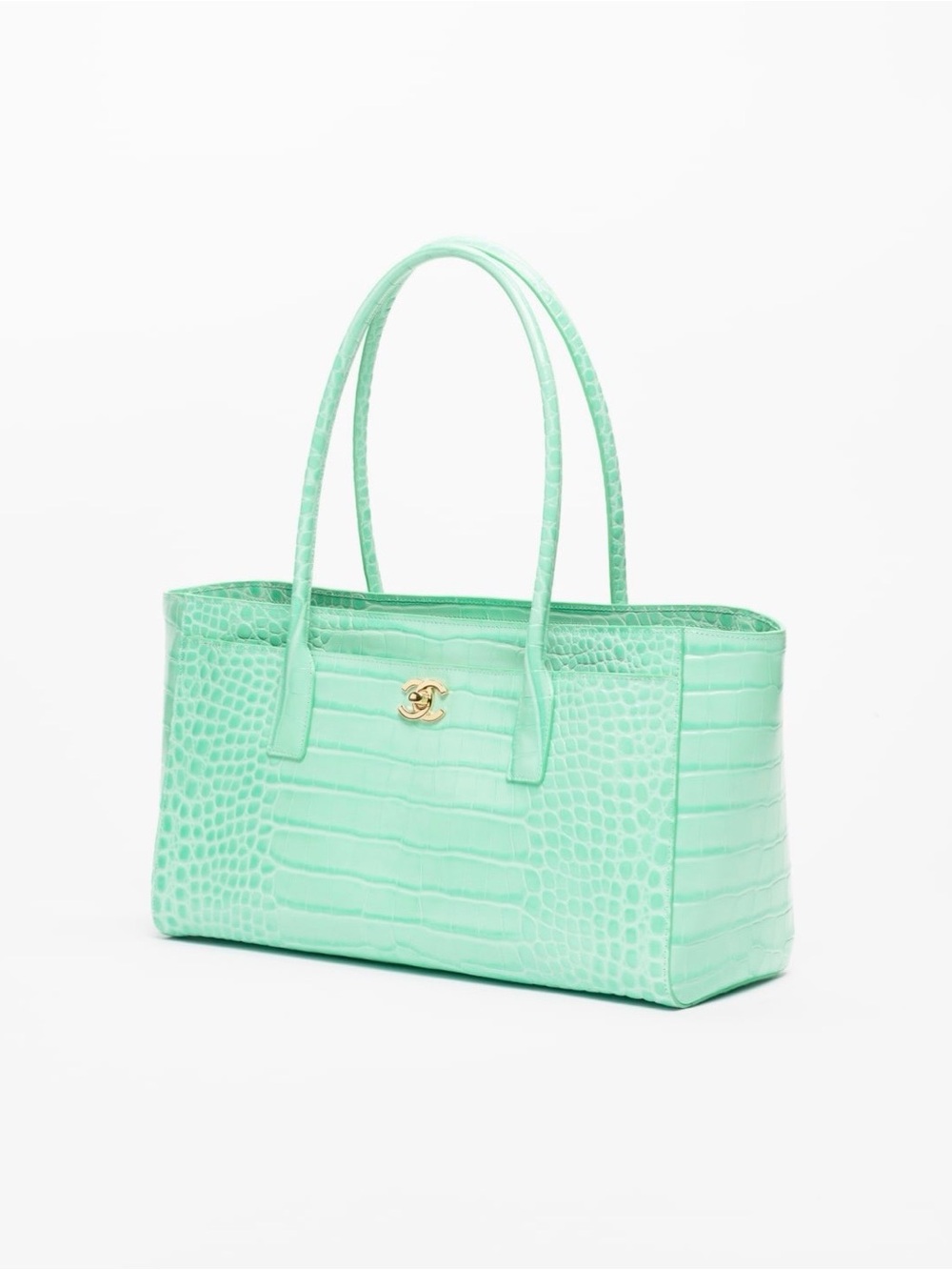 Rare!! Chanel 2026 Mint Croc-Embossed Calfskin & Gold-Tone Medal Tote Bag - Picture 2 of 5